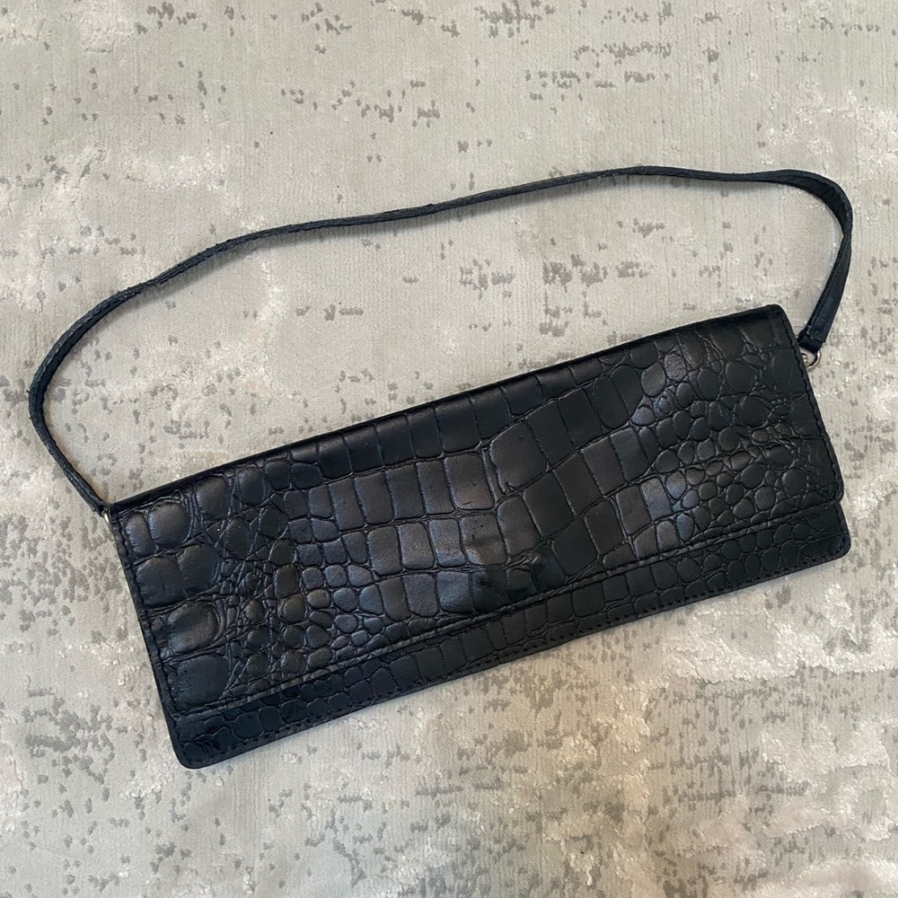 Croc-Embossed Clutch